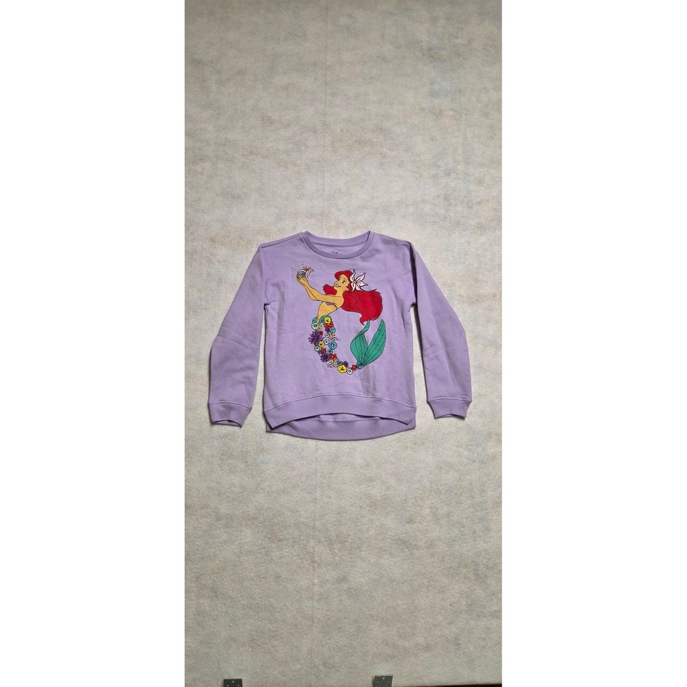 Disney Princess Ariel Sweatshirt Size M 7/8 Purple Little Mermaid Pullover